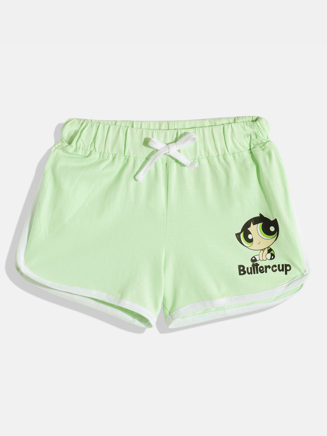 

YK X Minute Mirth Girls Powerpuff Girls Printed Pure Cotton Shorts, Green