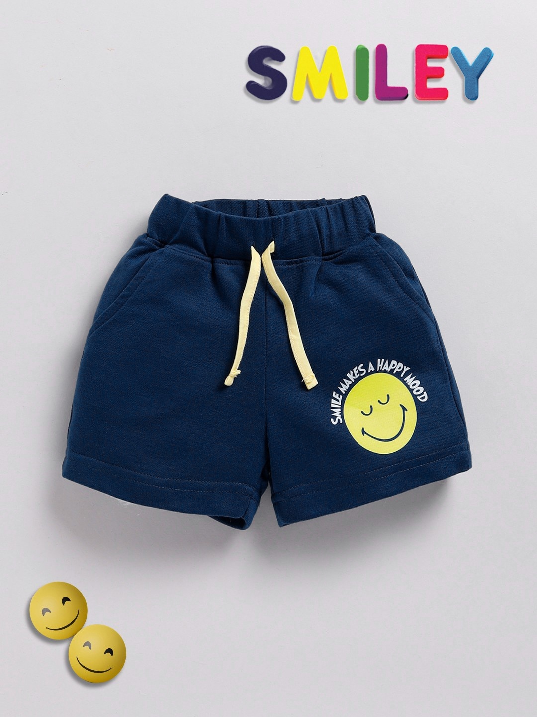 

YK X Minute Mirth Girls Printed Pure Cotton Shorts, Navy blue