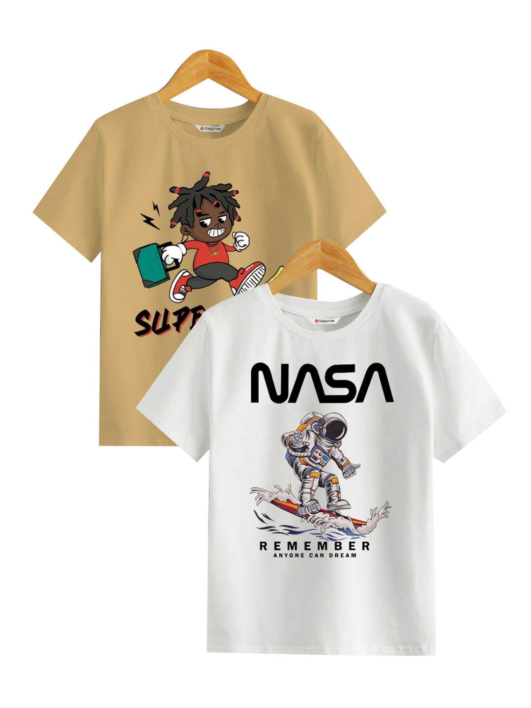 

BAESD Boys Graphic Printed Round Neck Cotton T-Shirt, White