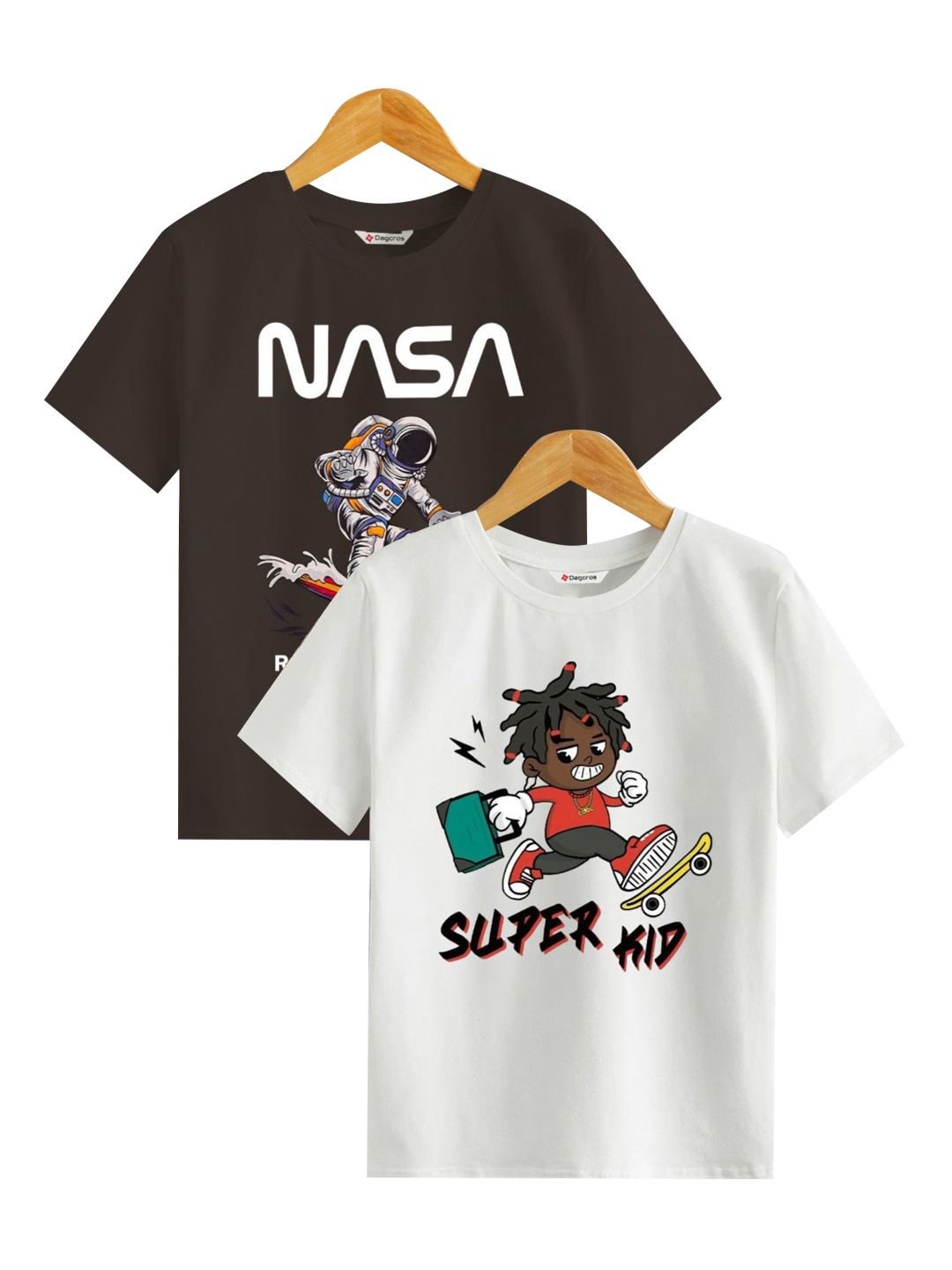 

BAESD Boys Graphic Printed Round Neck Cotton T-Shirt, White