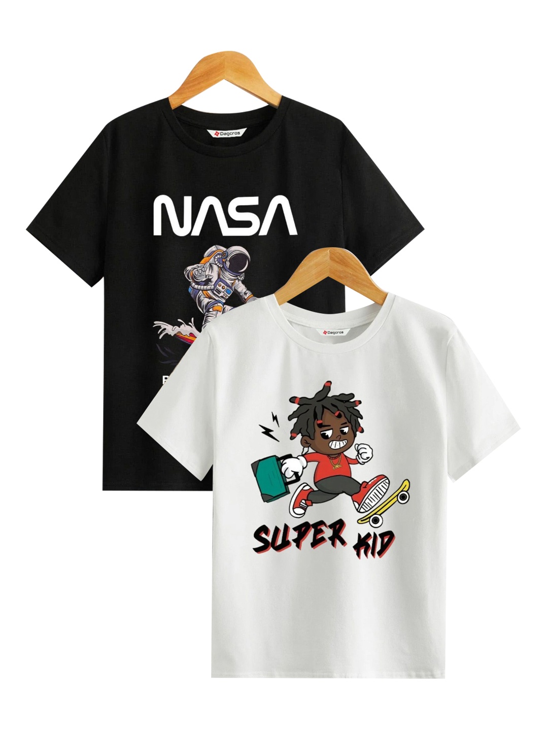 

BAESD Boys Graphic Printed Round Neck Cotton T-Shirt, Black