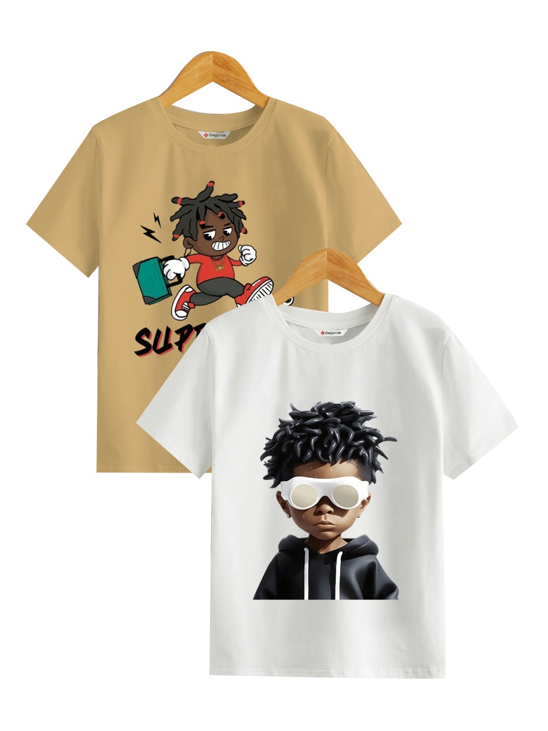 

BAESD Boys Graphic Printed Round Neck Cotton T-Shirt, Brown