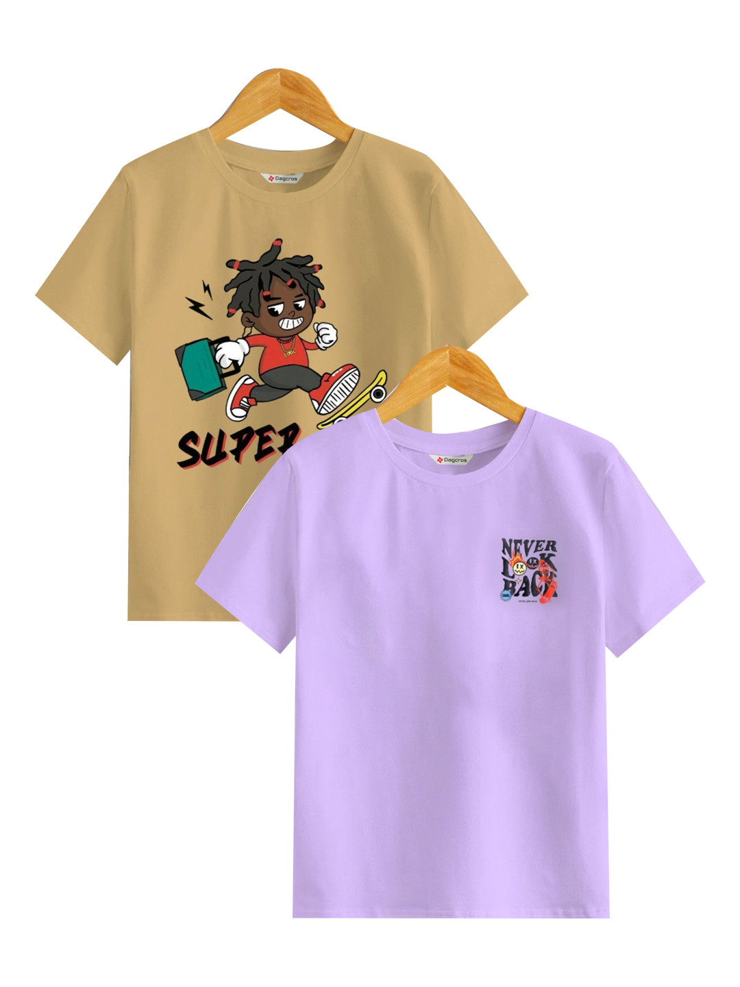 

BAESD Boys Graphic Printed Round Neck Cotton T-Shirt, Beige