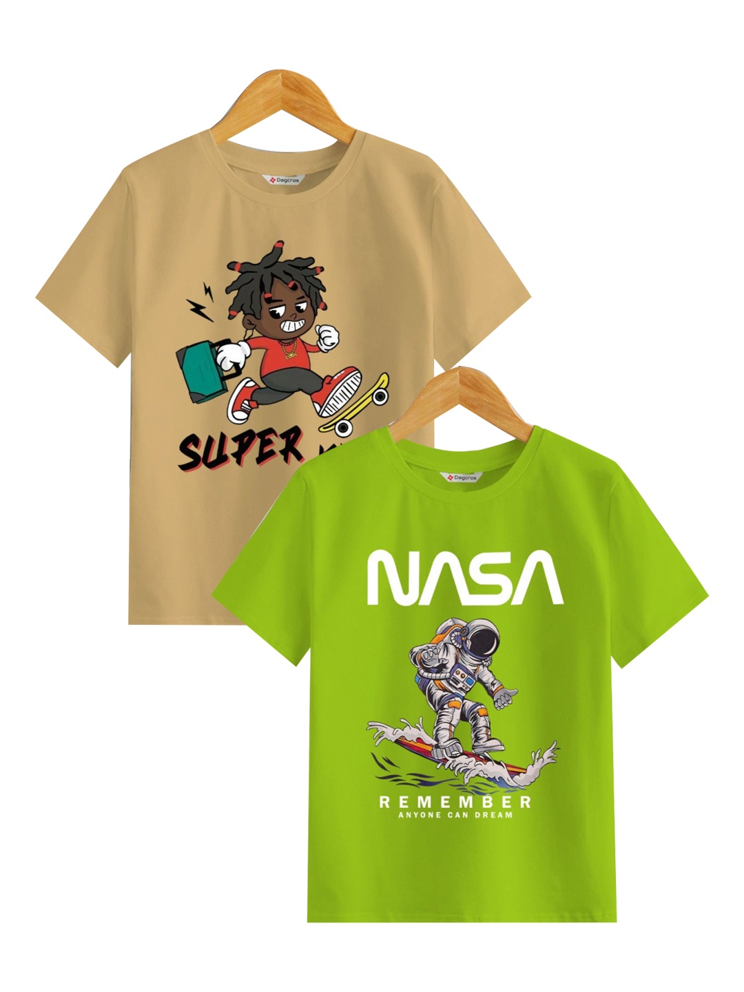 

BAESD Boys Graphic Printed Round Neck Cotton T-Shirt, Beige