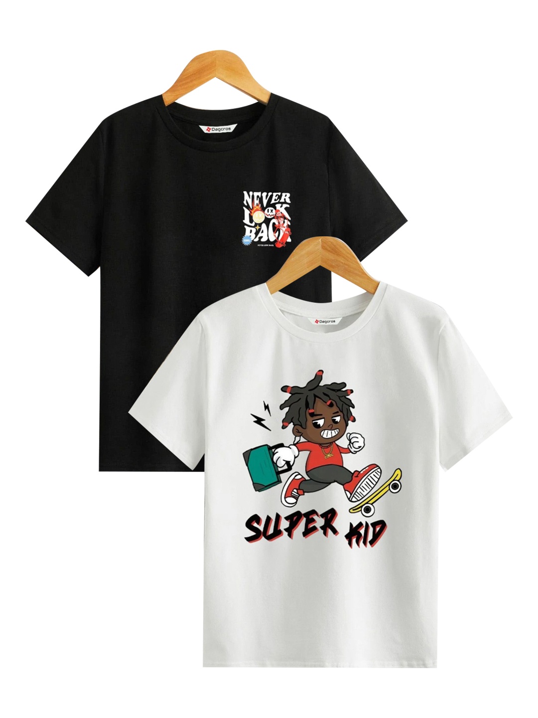 

BAESD Boys Graphic Printed Round Neck Cotton T-Shirt, Black