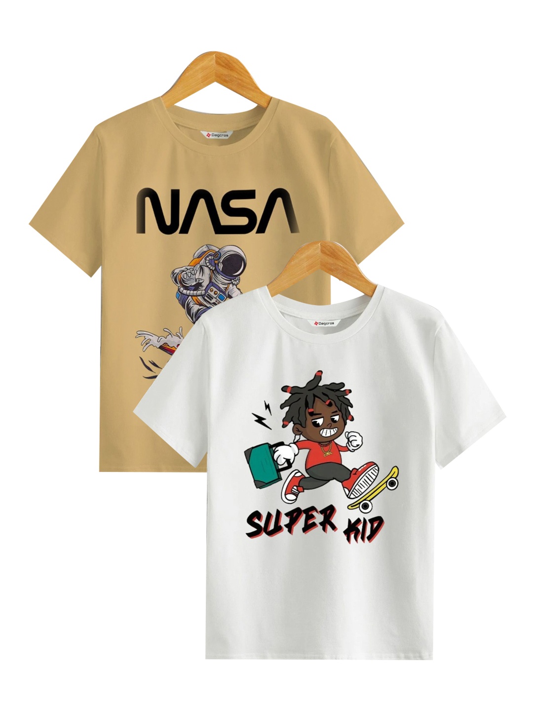

BAESD Boys Graphic Printed Round Neck Cotton T-Shirt, Beige