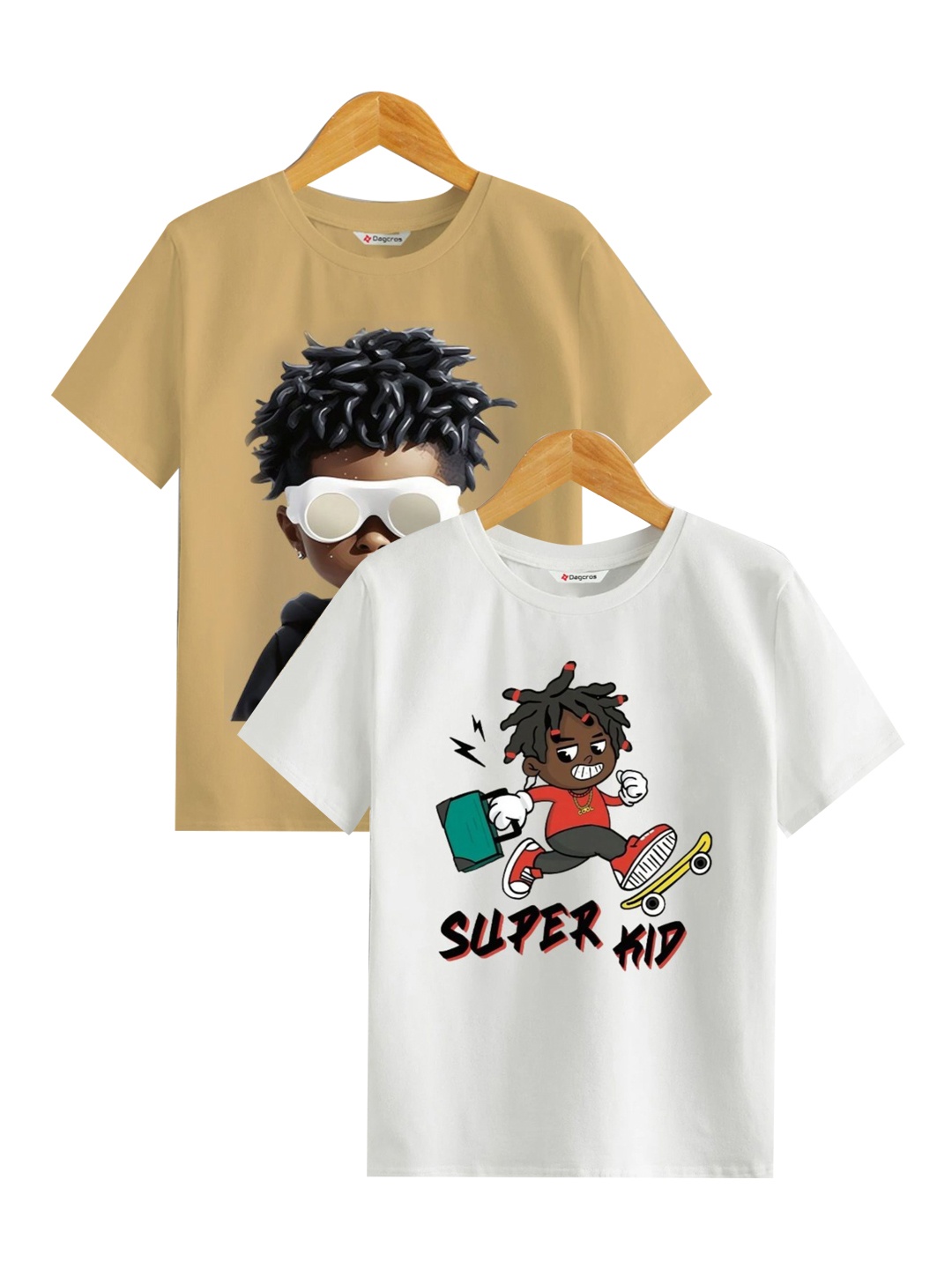 

BAESD Boys Graphic Printed Round Neck Cotton T-Shirt, Beige