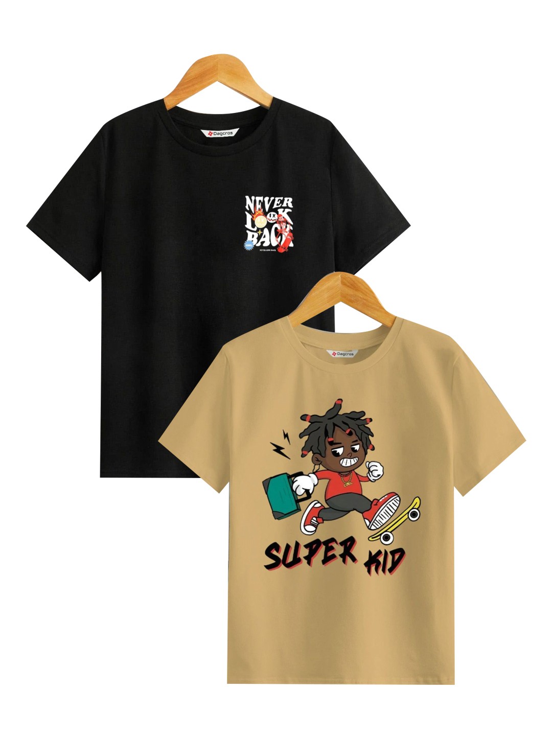 

BAESD Boys Graphic Printed Round Neck Cotton T-Shirt, Black