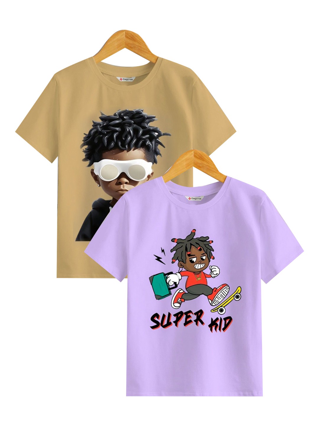 

BAESD Boys Graphic Printed Round Neck Cotton T-Shirt, Beige
