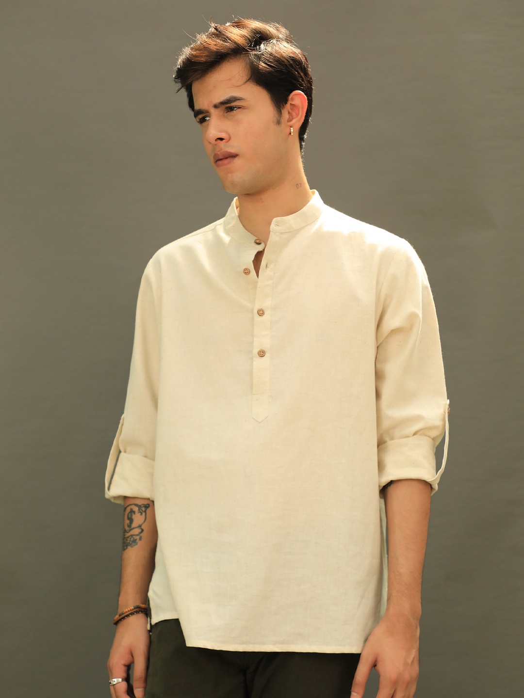 

HUE & HIDE Men Classic Opaque Casual Shirt, Cream