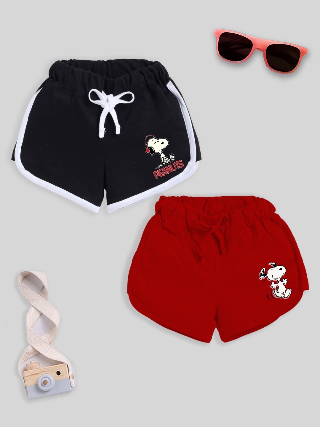 

YK X Minute Mirth Girls Assorted Pack of 2 Printed Pure Cotton Shorts