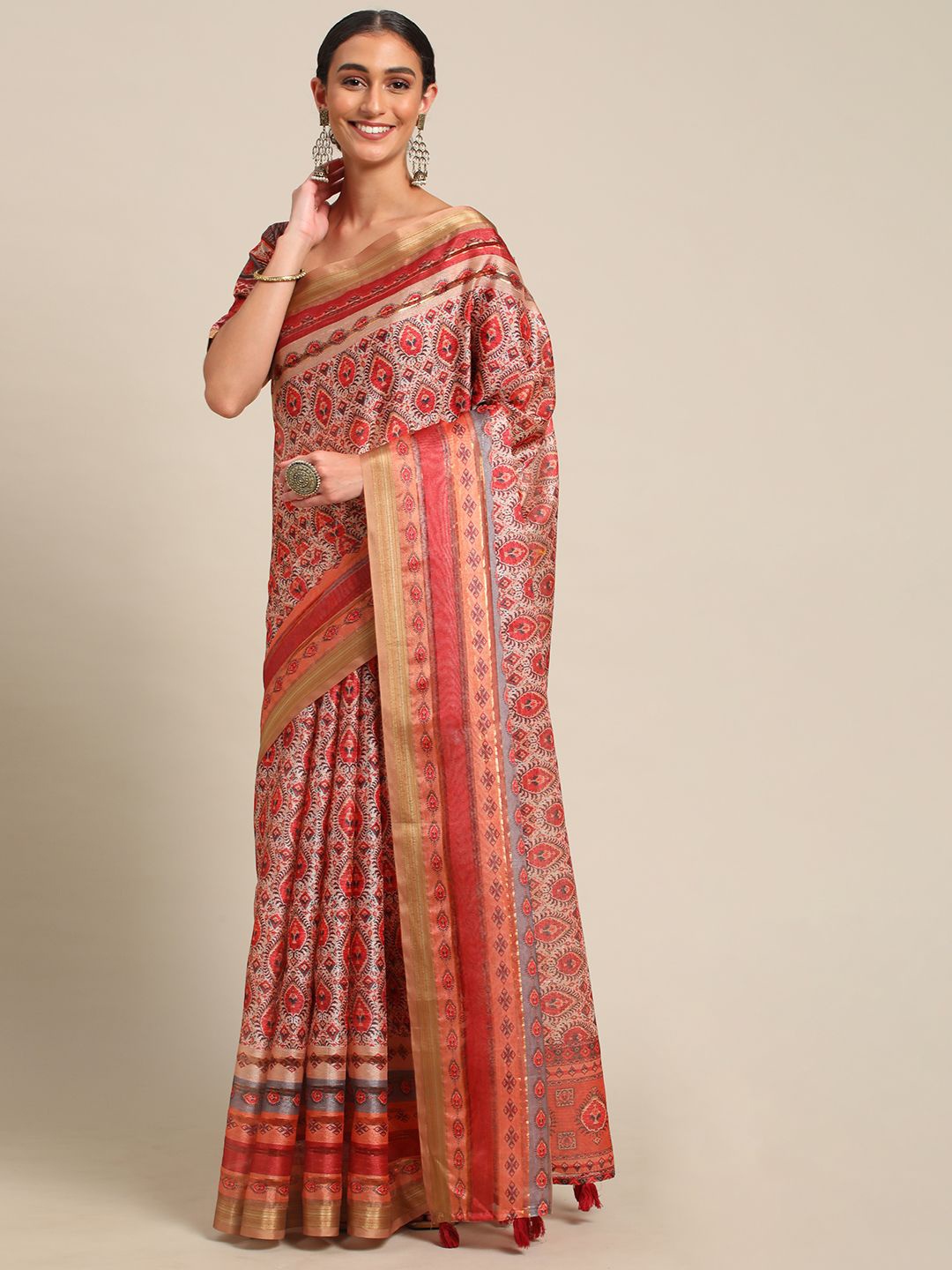 

all about you Ethnic Motifs Pure Georgette Saree, Peach