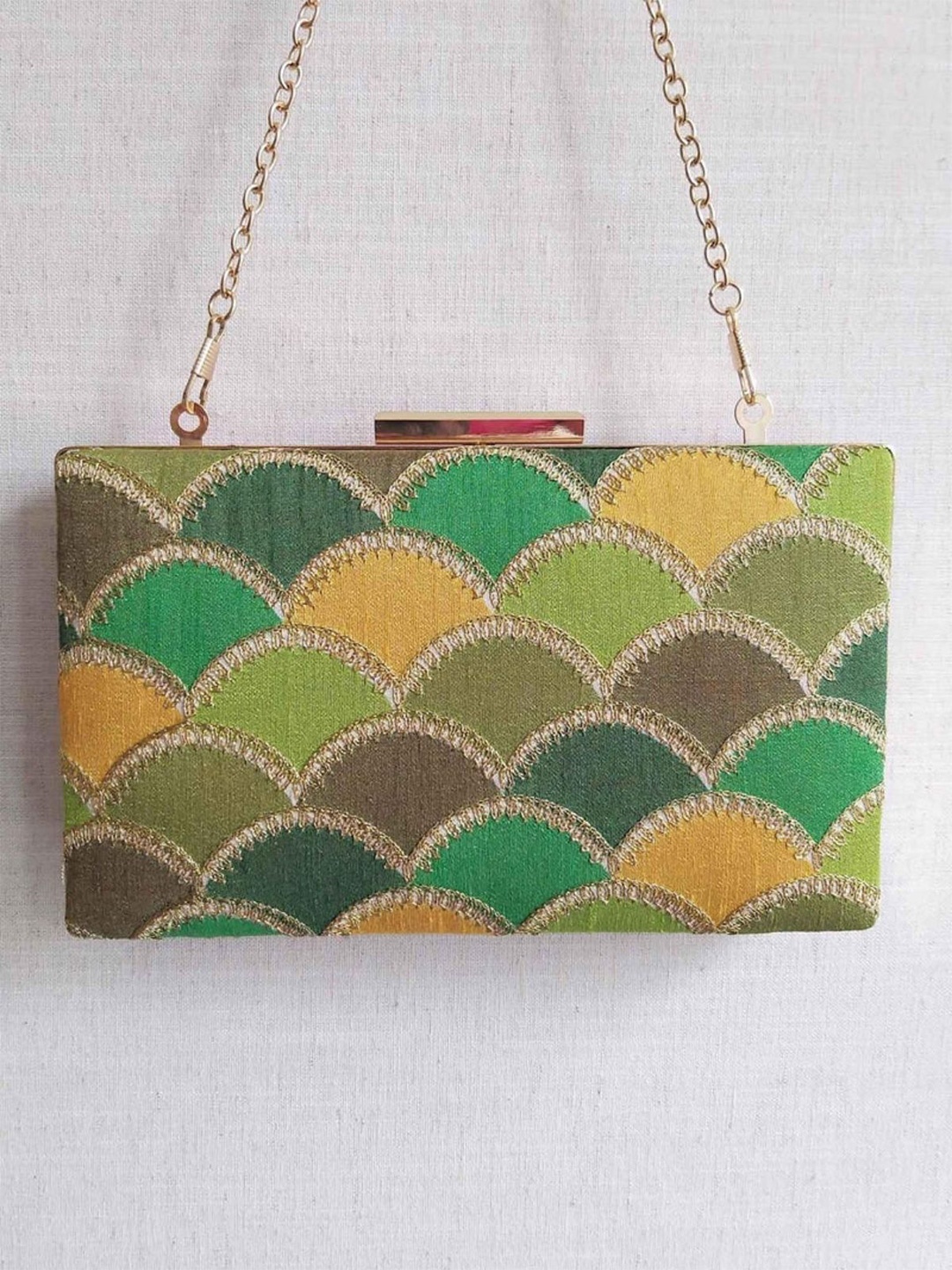 

AMYRA Women Embellished Structured Sling Bag, Green