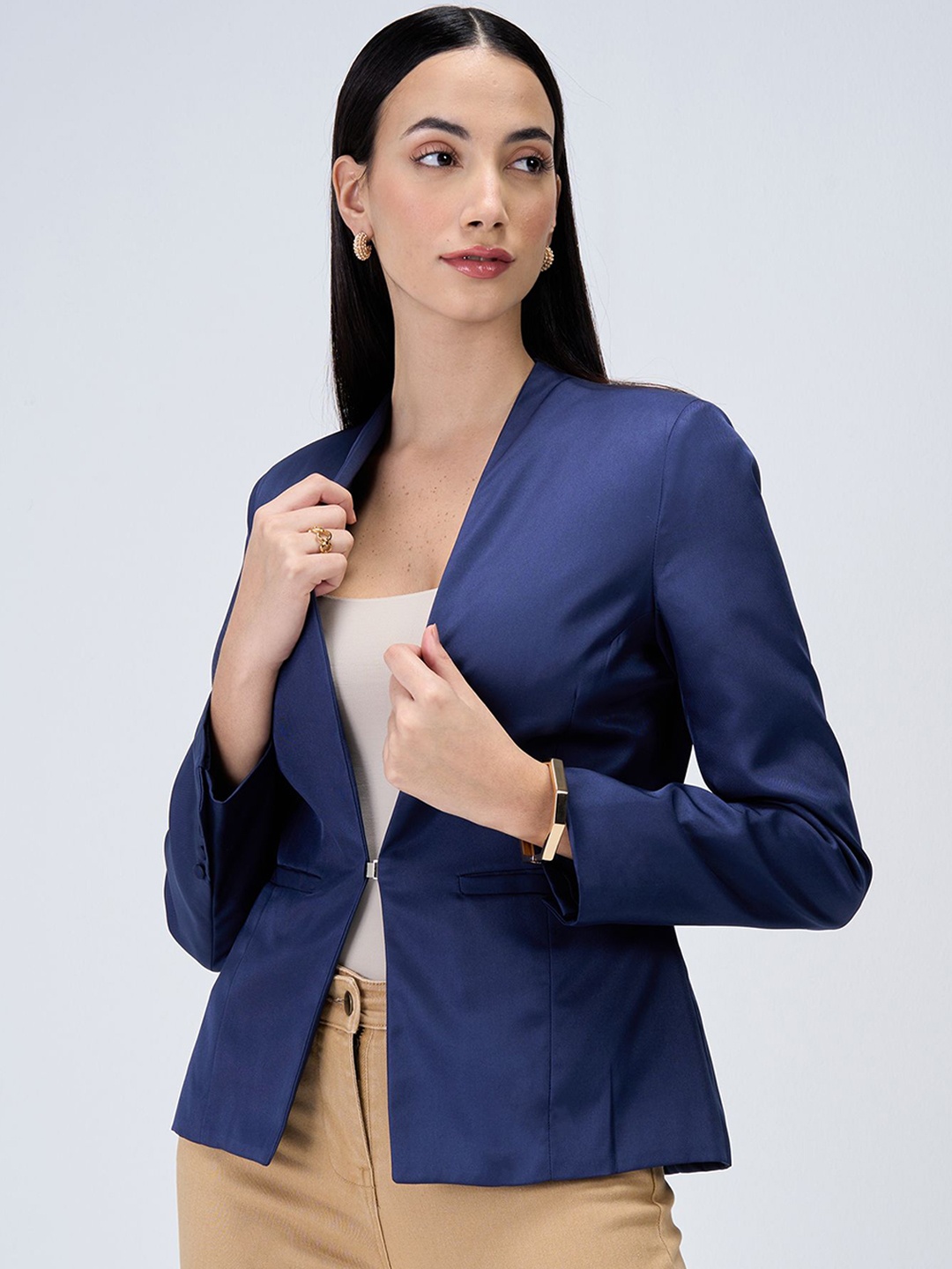 

SALT ATTIRE Shawl Collar Open Front Tailored-fit Blazers, Blue