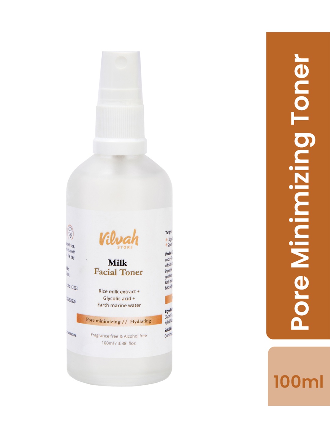 

Vilvah Store Milk Face Toner -100ml, Transparent