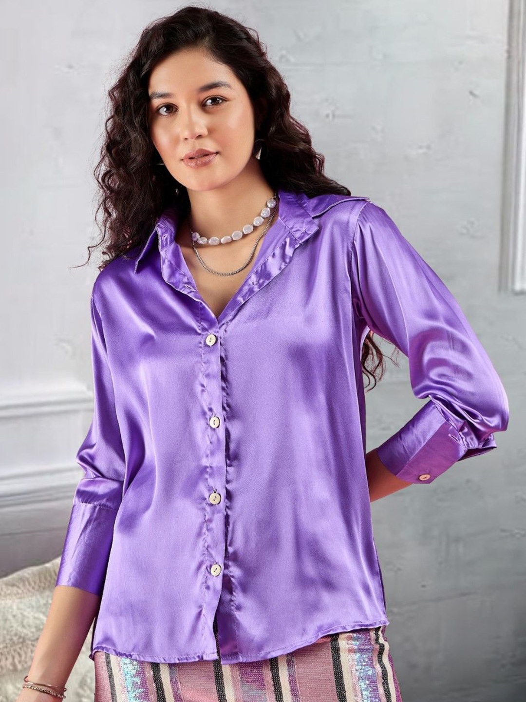 

DressBerry Women Relaxed Fit Opaque Casual Shirt, Purple