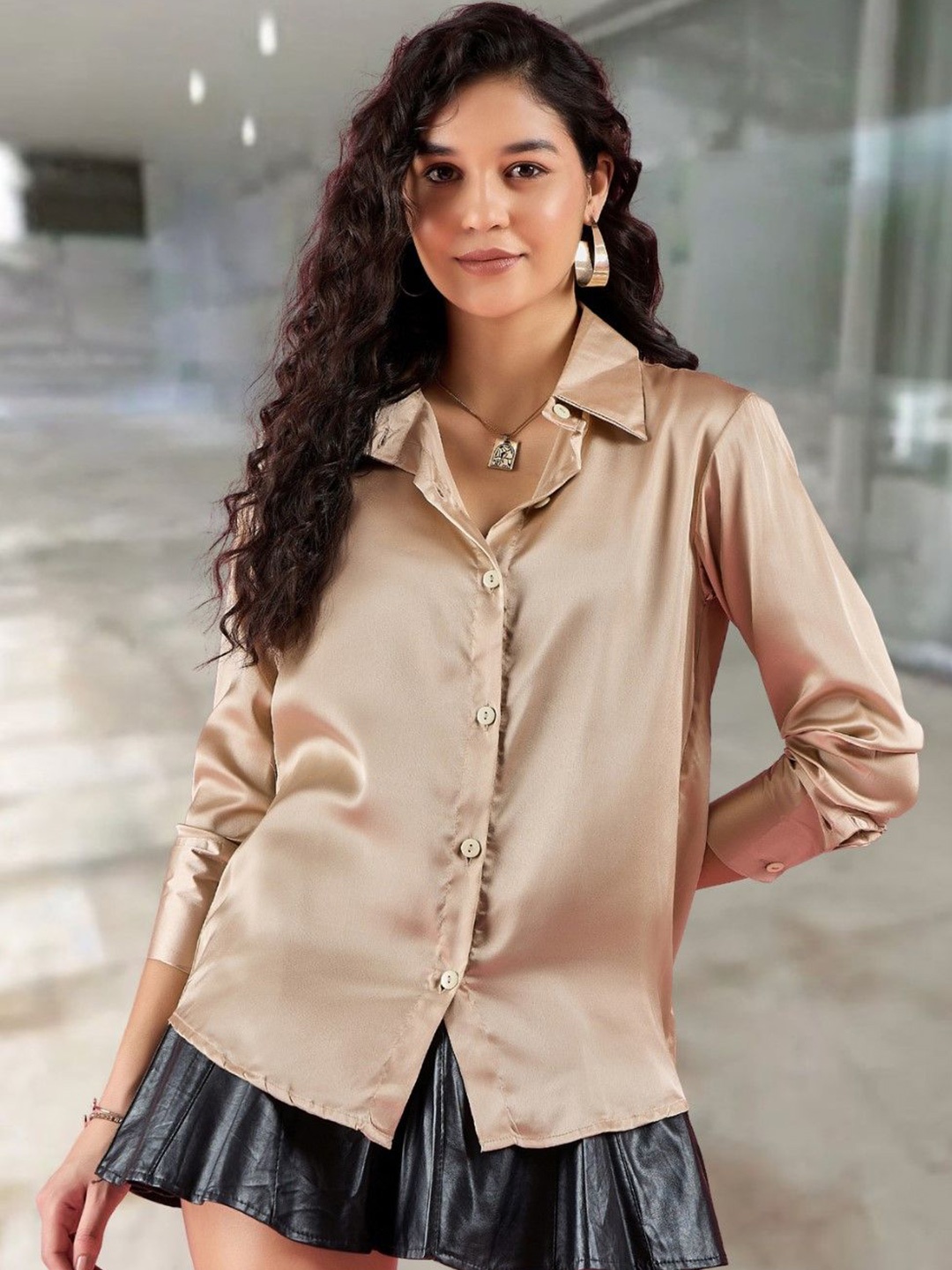 

DressBerry Women Smart Opaque Casual Shirt, Gold