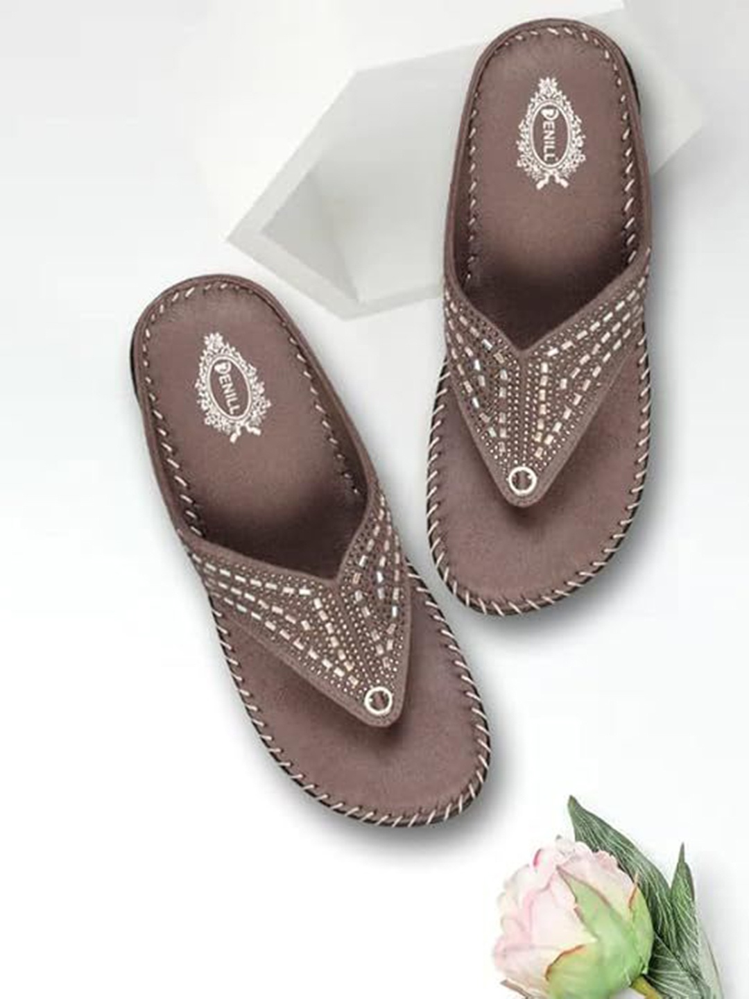 

Denill Women Textured Open Toe Flats, Coffee brown