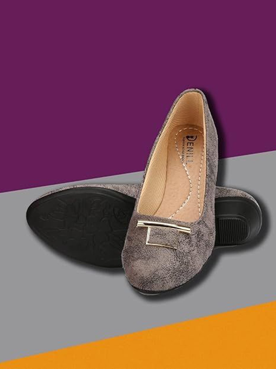 

Denill Women Round Toe Ballerinas Flats, Grey
