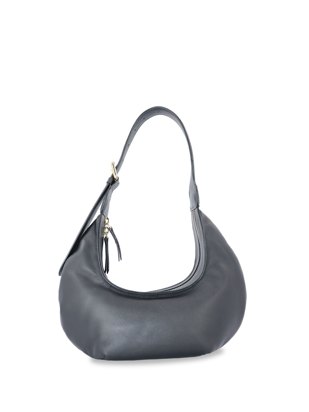 

Baraca Leather Bucket Hobo Bag with Tasselled, Black