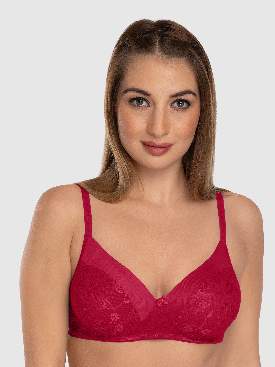 

Daisy Dee Floral Women Full Coverage Lightly Padded Bra, Maroon