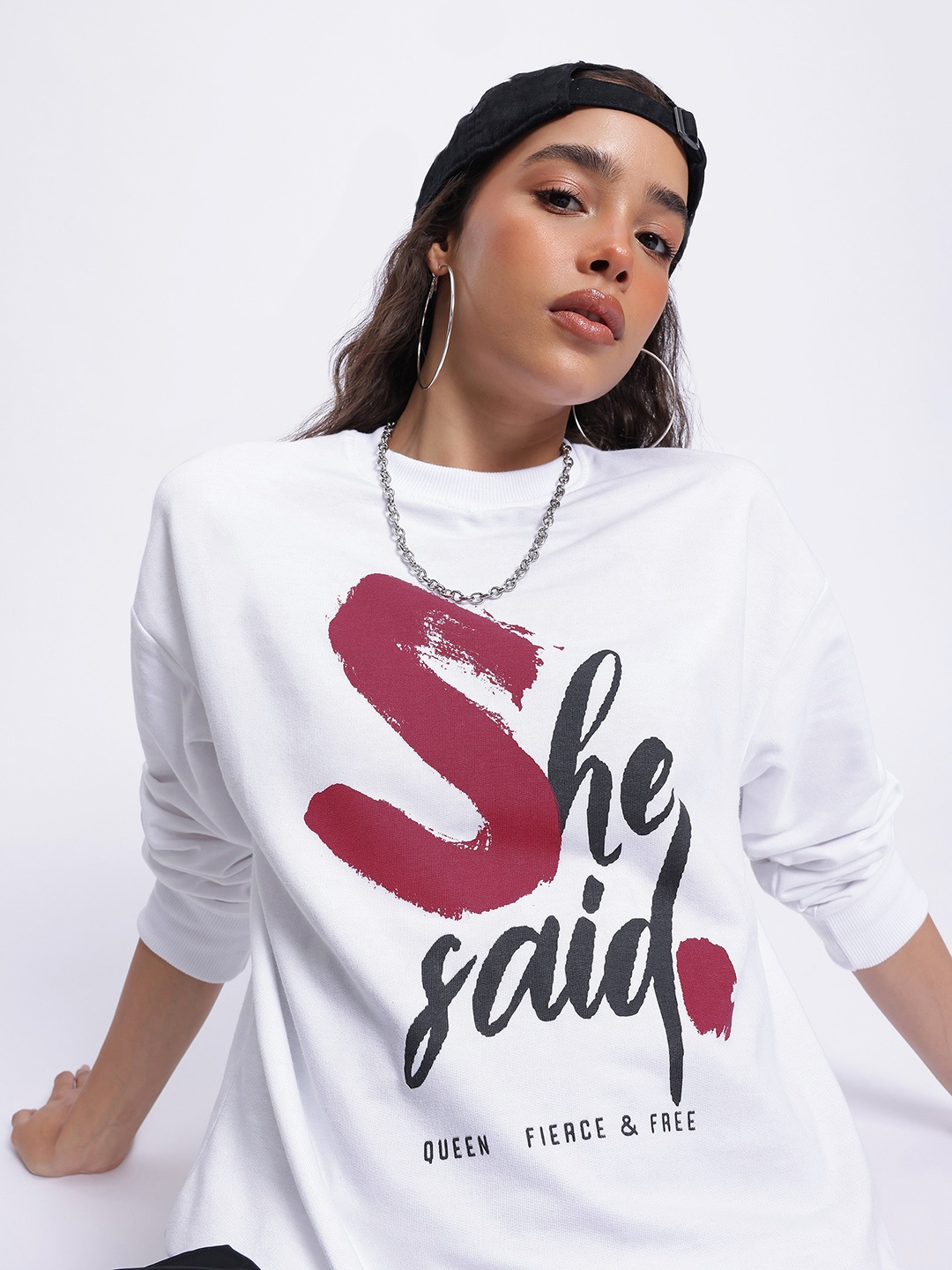 

DressBerry Snuggle Wrap Typography Sweatshirt, White