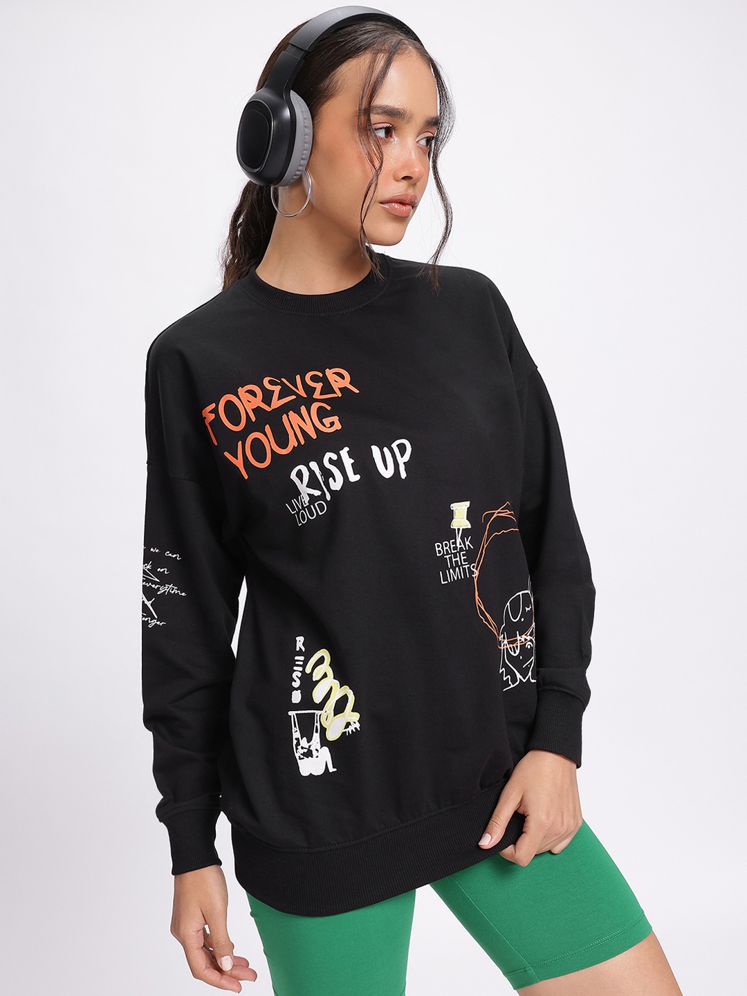 

DressBerry Bold Beliefs Placement Print Sweatshirt, Black