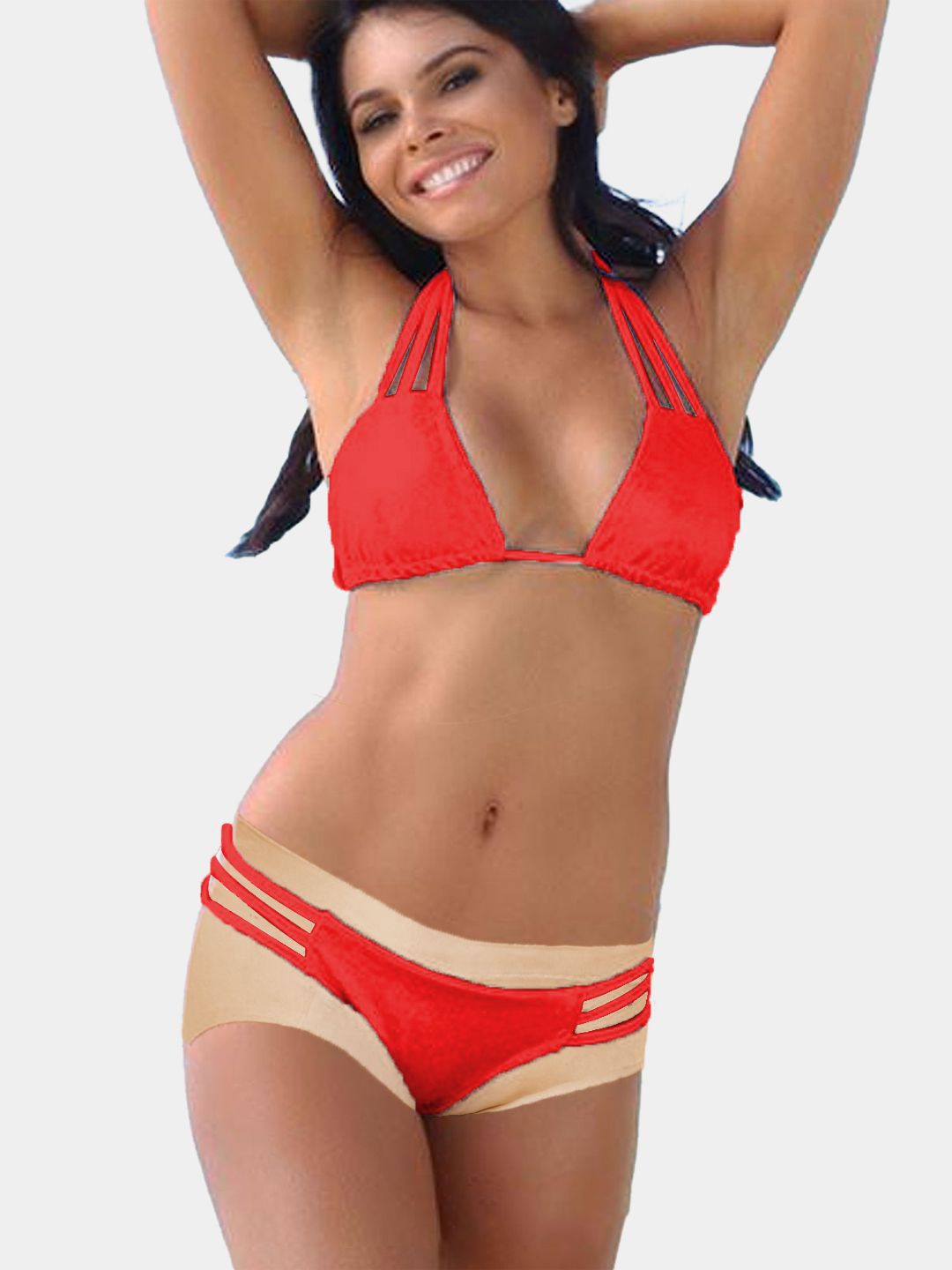 

Krelin Halter Neck Non Wired Lingerie Set, Red