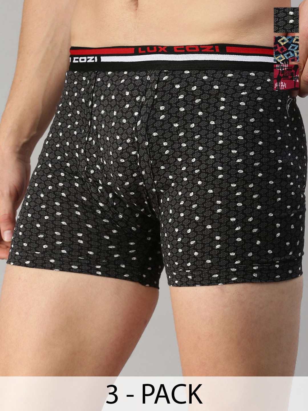 

Lux Cozi Pack Of 3 Men Assorted Trunks -COZI_BIGSHOT_LONGS_PRINT_OE_AST3_3PC, Green