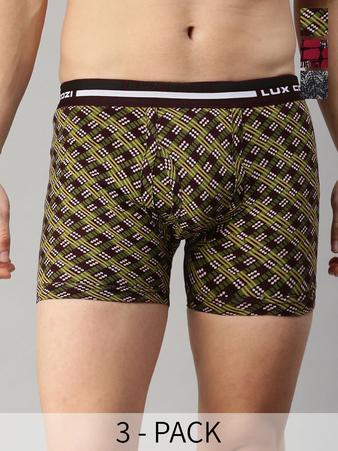

Lux Cozi Men 3 Pcs Assorted Pure Cotton Trunks -COZI_BIGSHOT_LONGS_PRINT_OE_ASST1_3PC