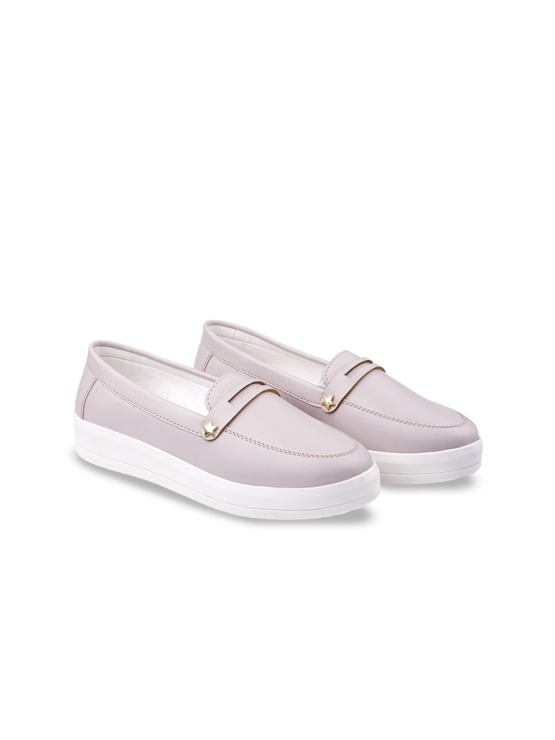 

Bxxy Women Solid Mid Top Round Toe Buckles Slip-On Sneakers, Pink