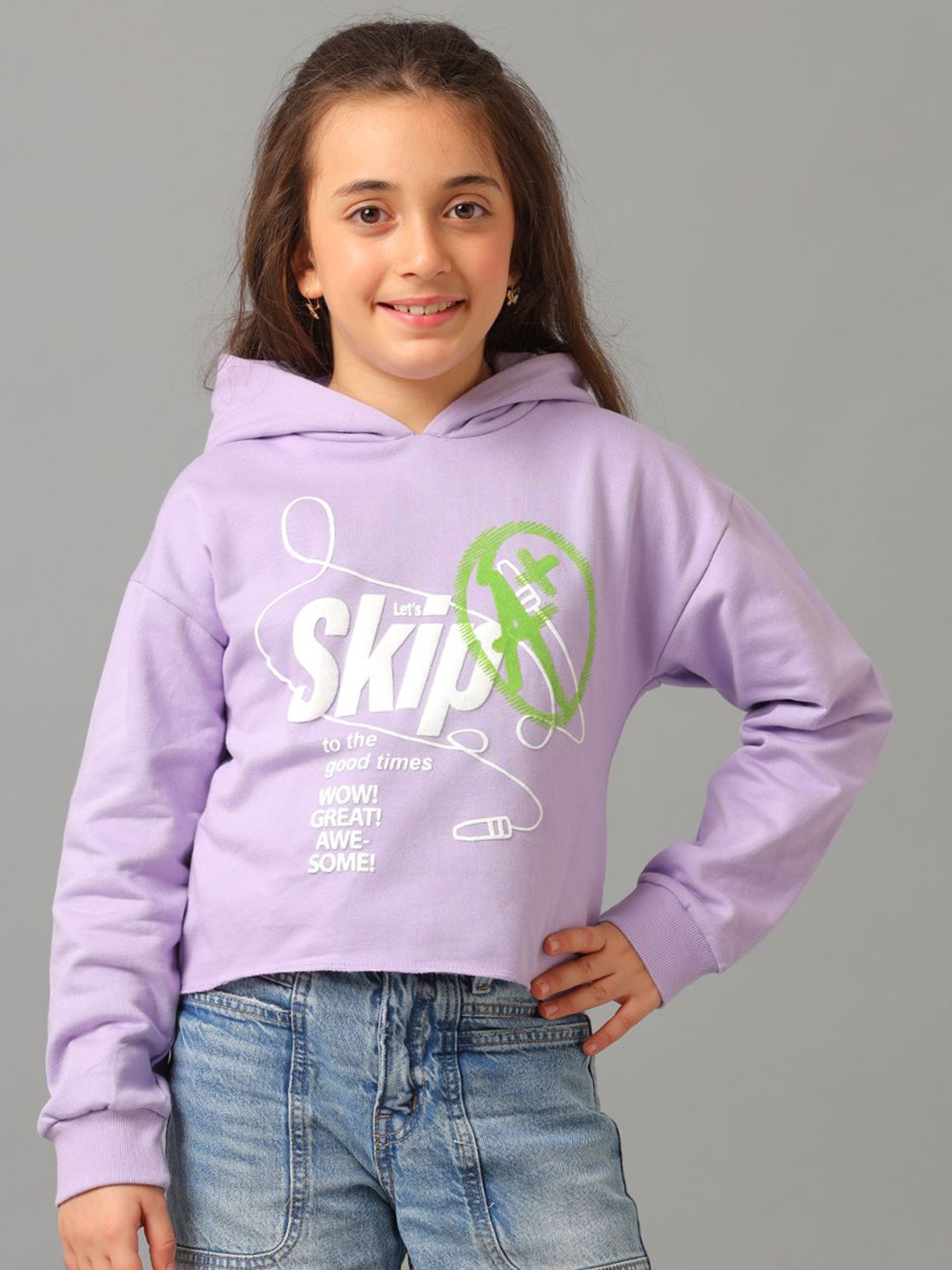 

UNDER FOURTEEN ONLY Girls Printed Sweatshirt, Purple