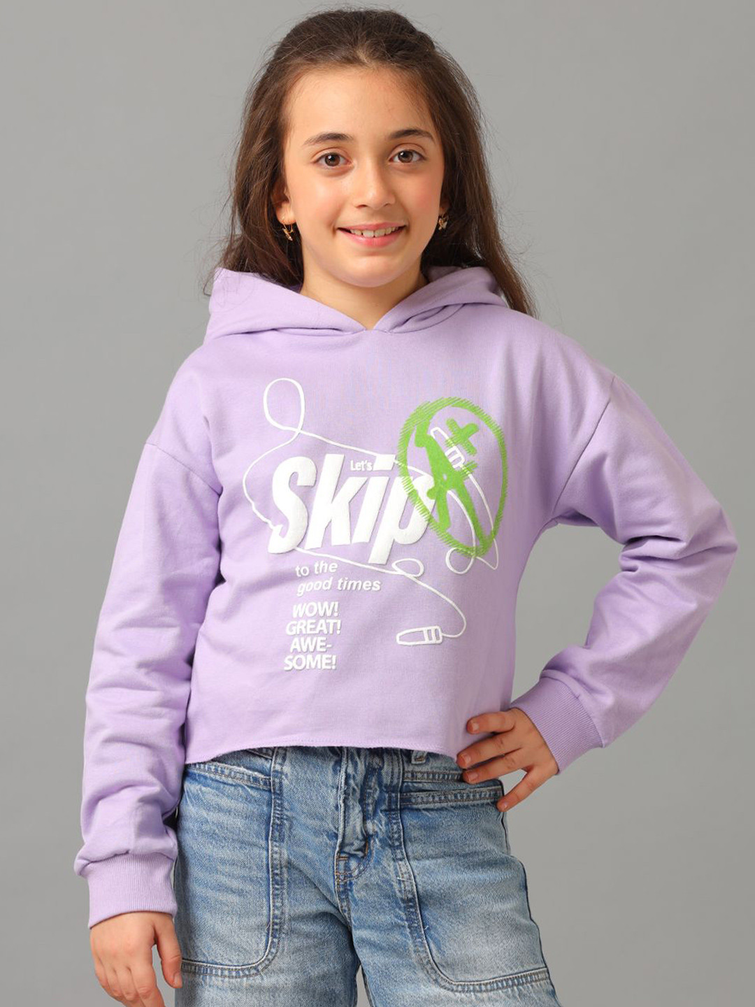 

UNDER FOURTEEN ONLY Girls Printed Sweatshirt, Purple