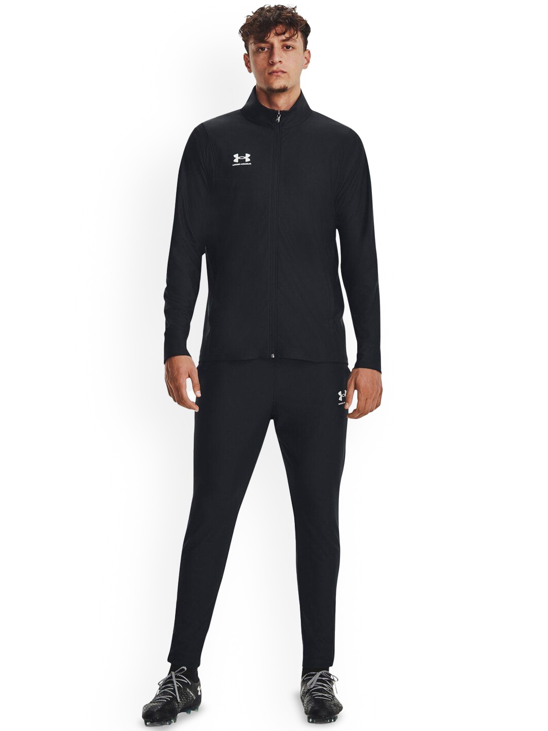 

UNDER ARMOUR Men Mock Collar Long Sleeves Mid Rise Tracksuits, Black