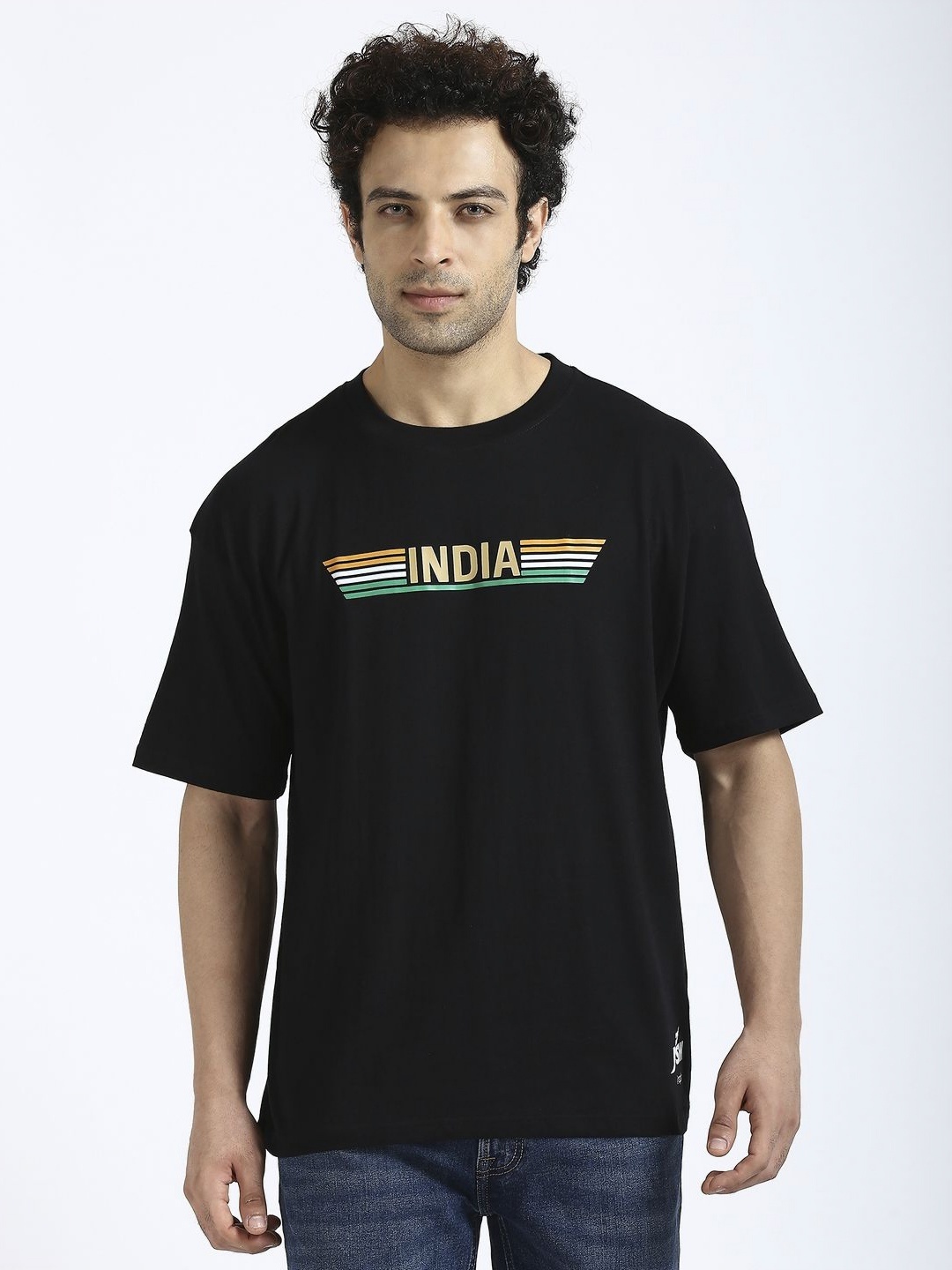 

FanCode Mens Olympics Raw Edge T-shirt, Black
