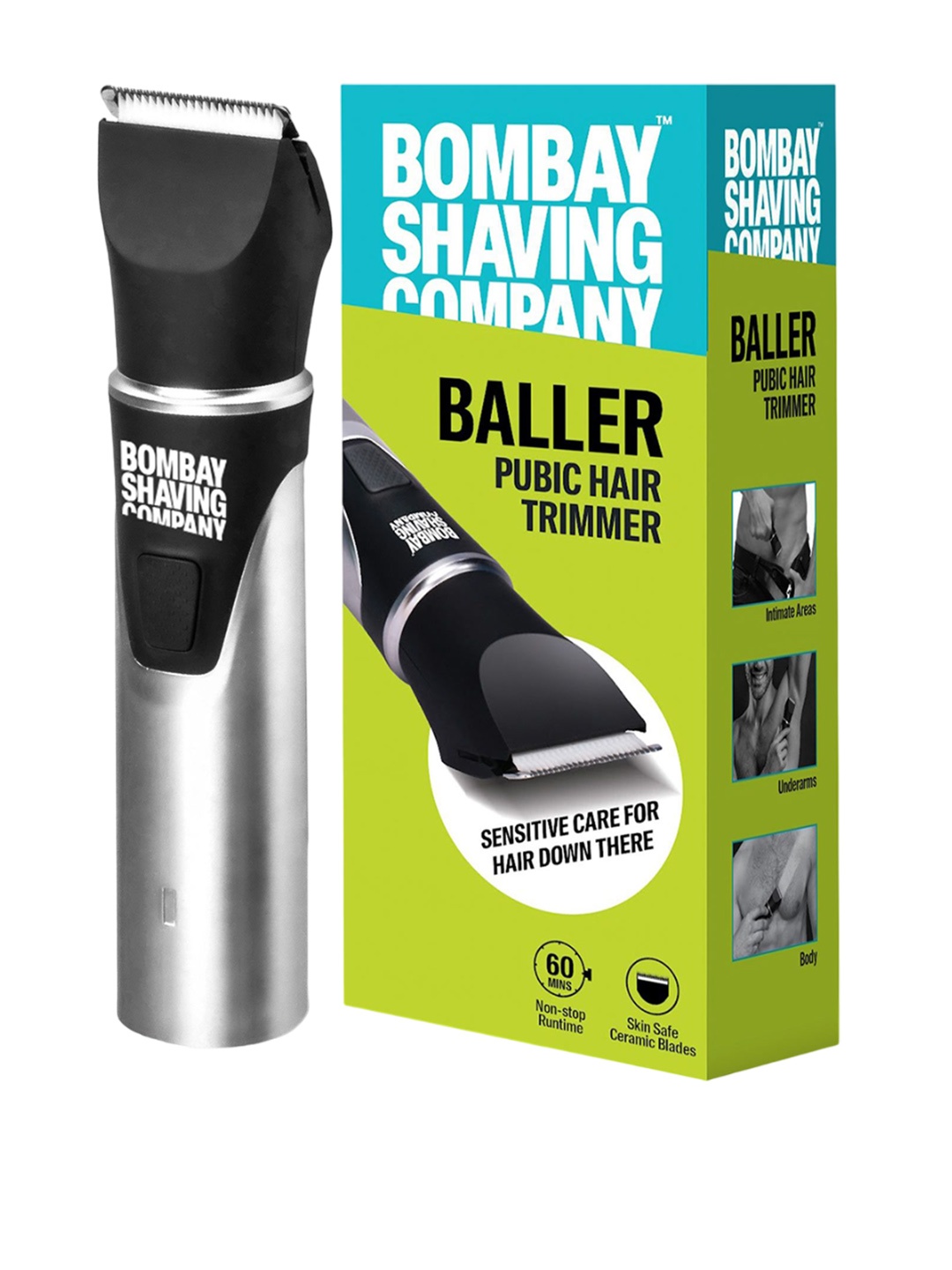 

Bombay Shaving Company Men Waterproof Baller Pubic Hair Trimmer with Charging & Blades, Silver