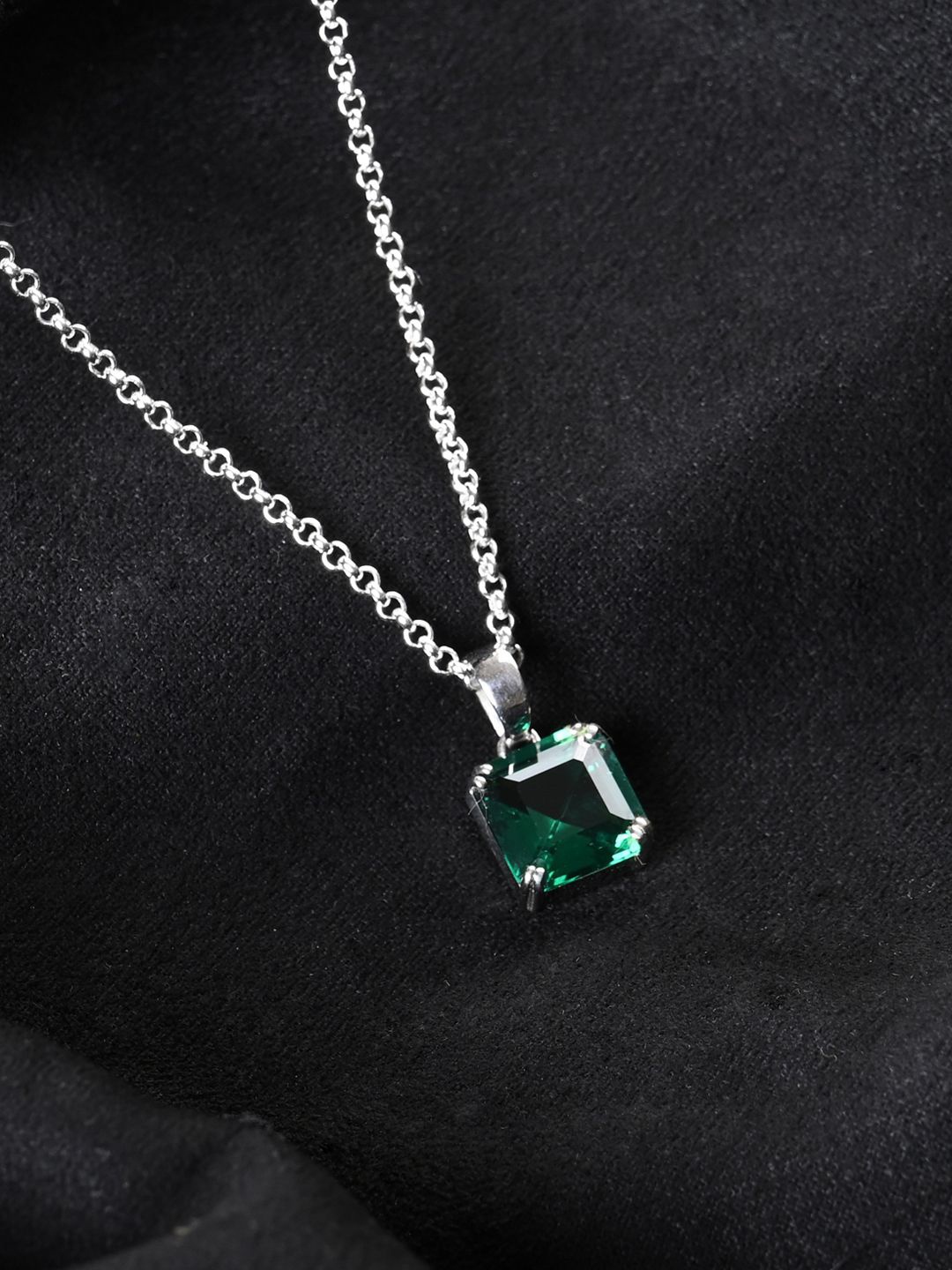 

Clara Men 925 Sterling Silver Rhodium-Plated Octagon Pendant with Chain