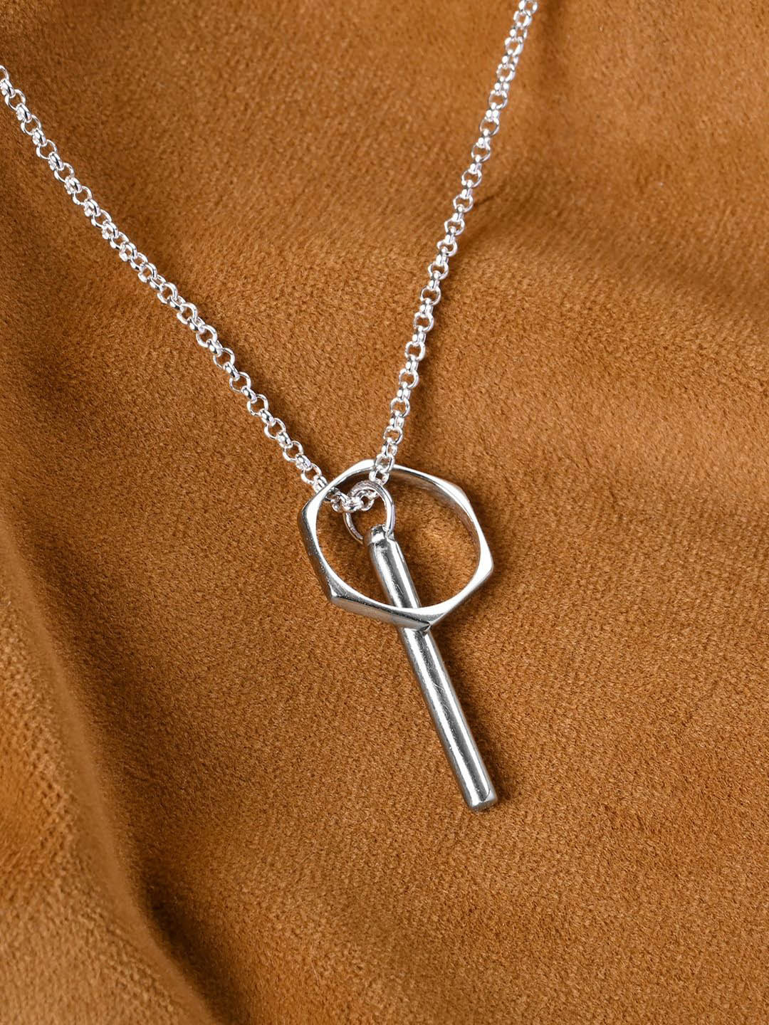 

Clara Men 925 Sterling Silver Rhodium-Plated Contemporary Rupert Pendant with Chain