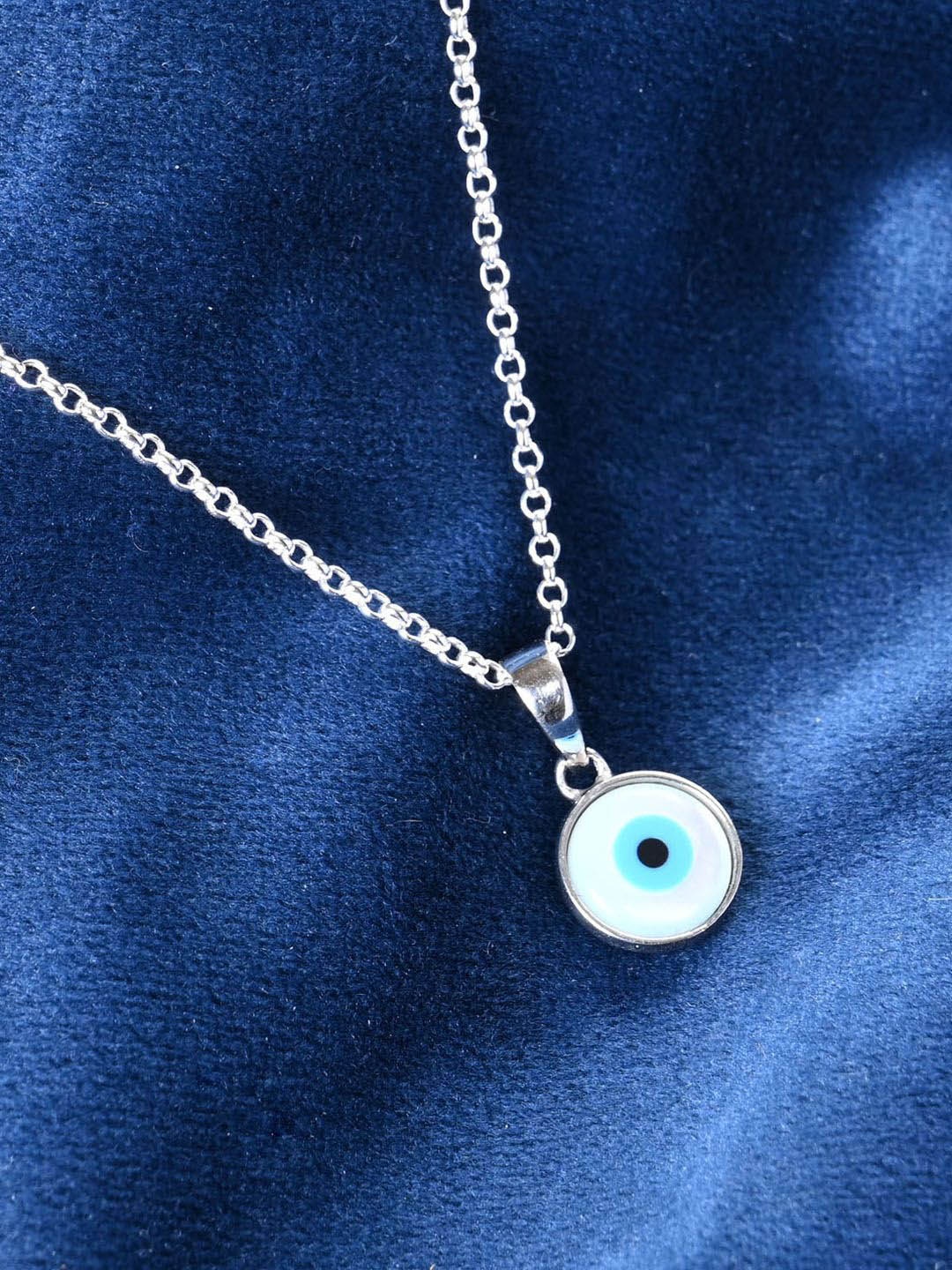 

Clara Men 925 Sterling Silver Rhodium-Plated Evil Eye Pendants With Chains