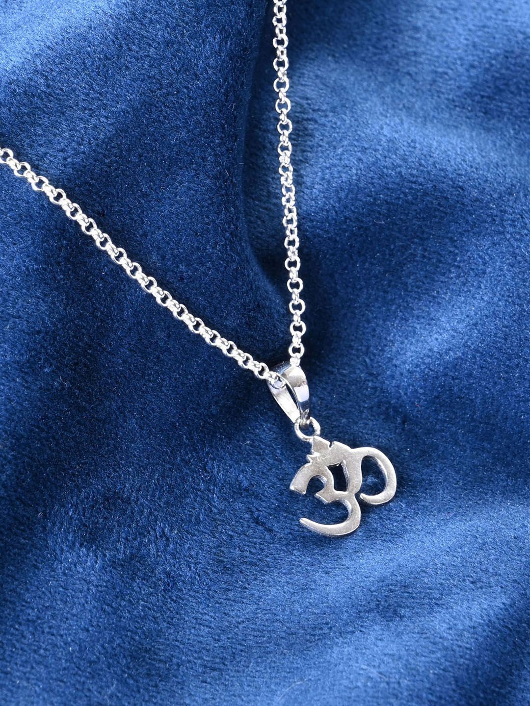 

Clara Men 925 Sterling Silver Rhodium-Plated Om Pendants With Chains