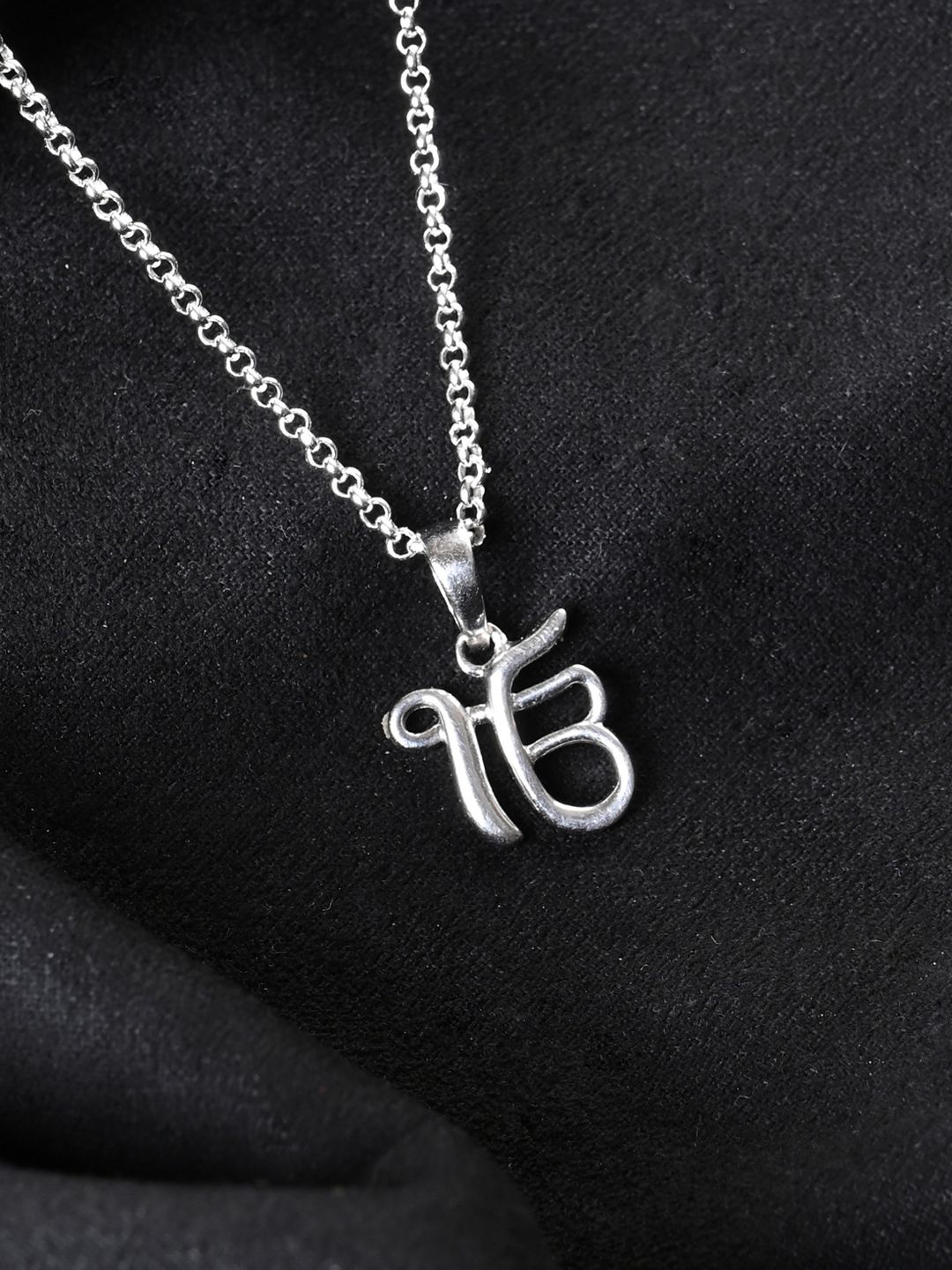 

Clara Men Rhodium-Plated 925 Sterling Silver Pendant & Chain
