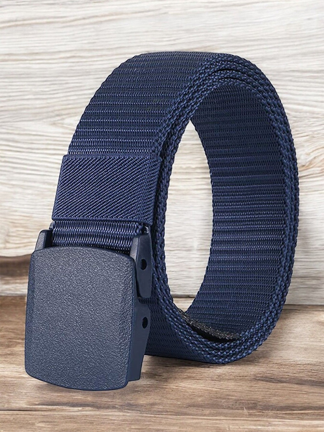 

The Roadster Lifestyle Co. Men Textured Slider Buckle Closure Belt, Blue