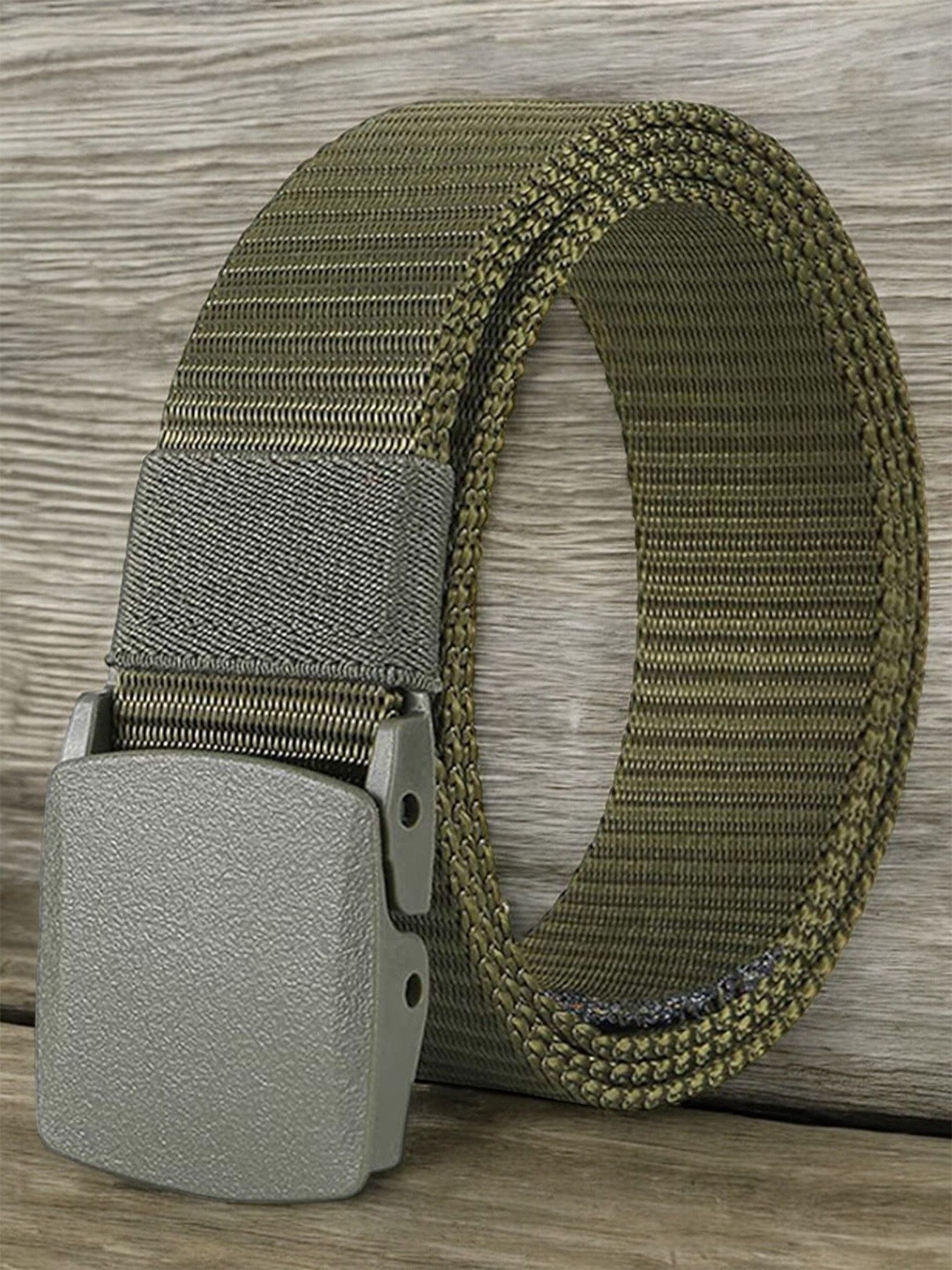 

The Roadster Lifestyle Co. Men Textured Slider Buckle Closure Belt, Green