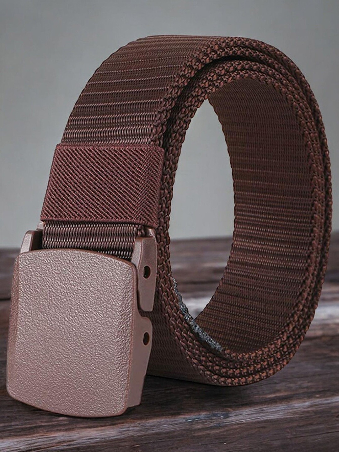 

The Roadster Lifestyle Co Men Textured Casual Belt, Brown