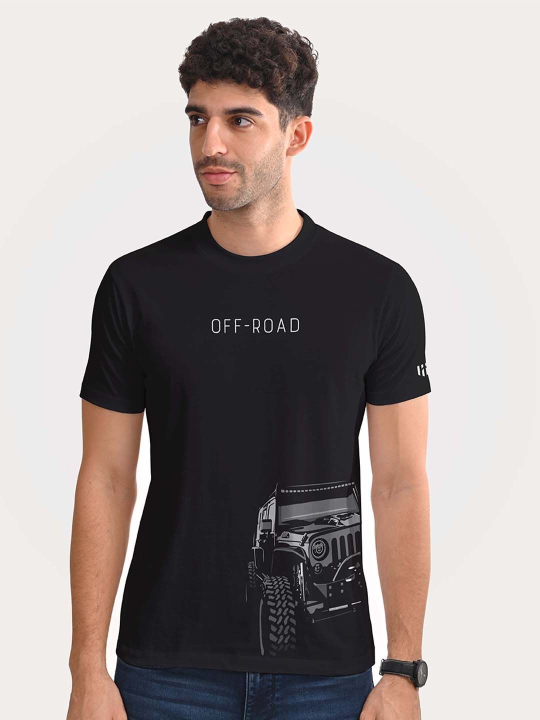 

Aero Armour Unisex Printed Round Neck Cotton Tshirt, Black