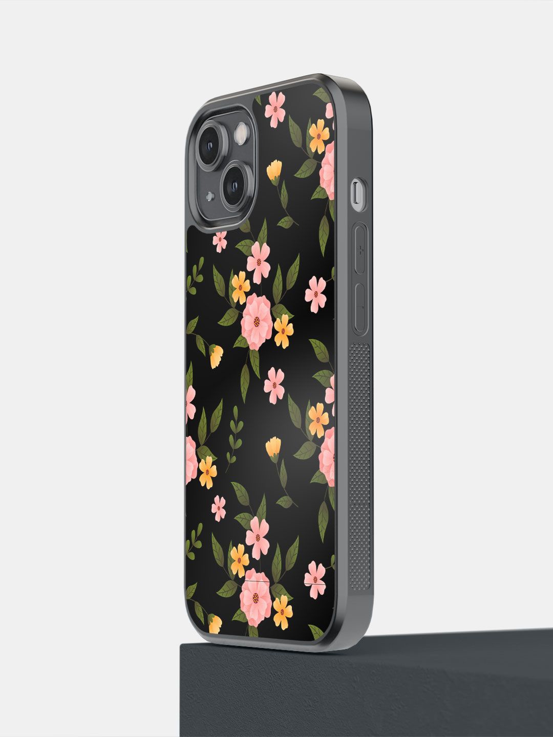 macmerise Floral Printed iPhone 14 Back Case Mobile Accessories, Black