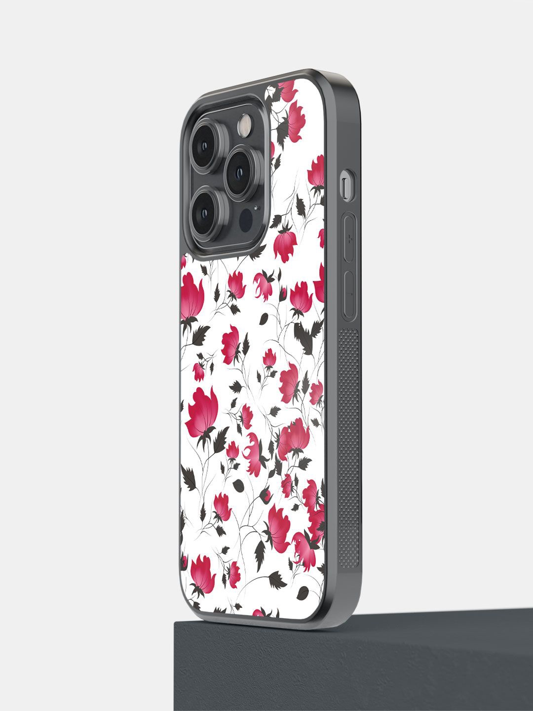 

macmerise Impact Resistant Floral Printed iPhone 14 Pro Back Case Mobile Accessories, White
