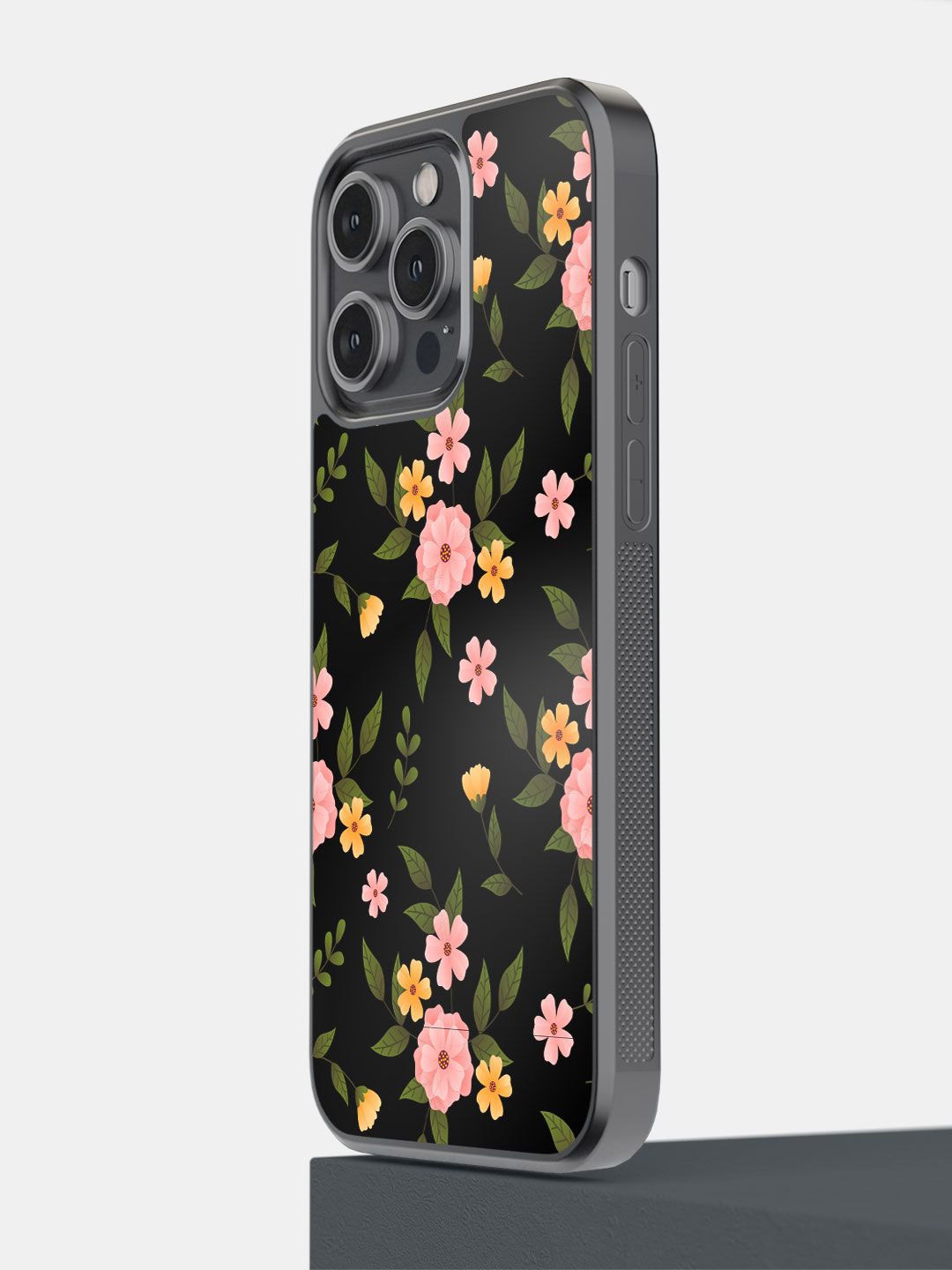 macmerise Floral Printed iPhone 14 Pro Max Back Case Mobile Accessories, Black