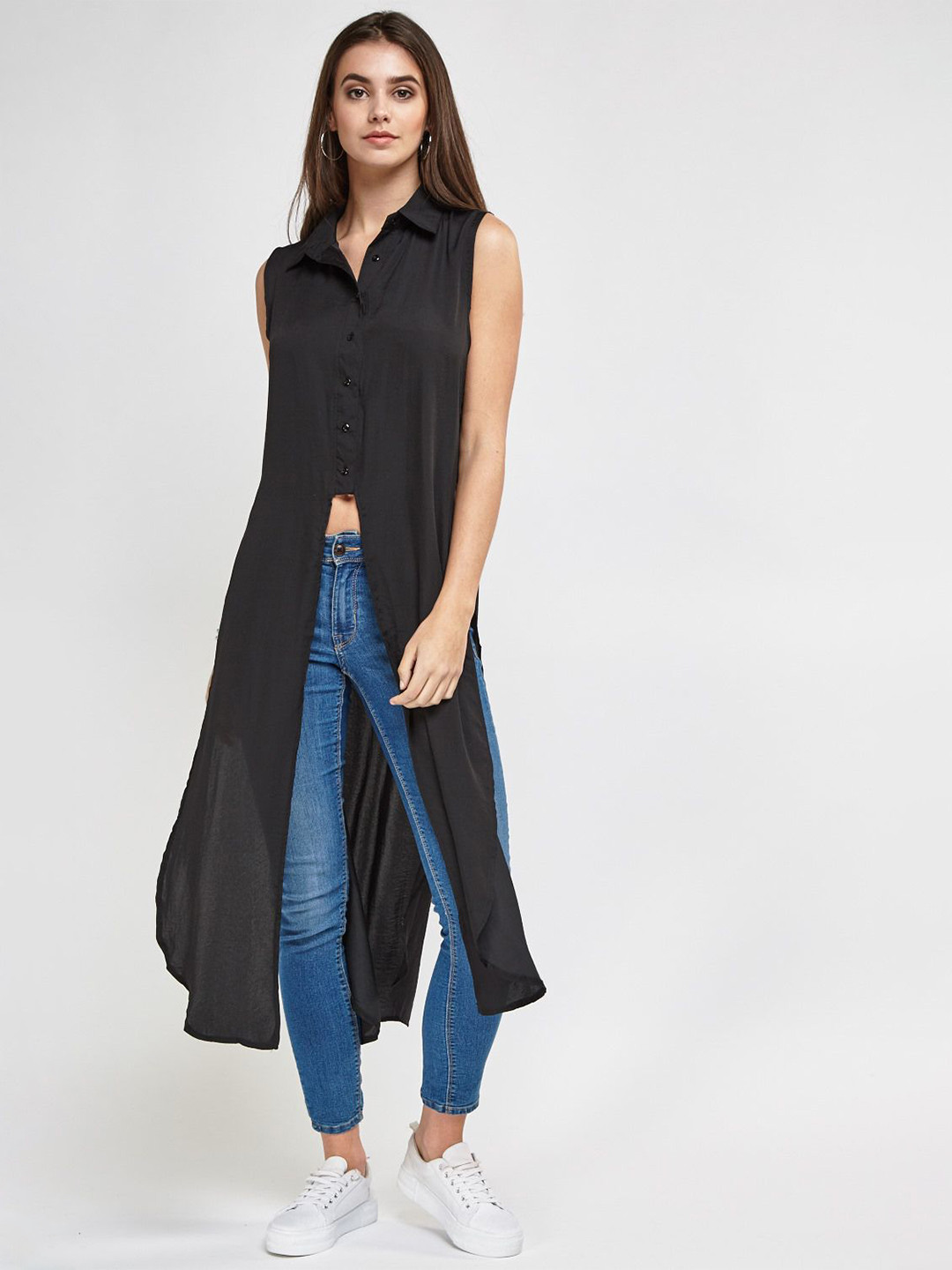 

Dracht Women Spread Collar Solid Polyester Relaxed Fit Casual Shirt, Black