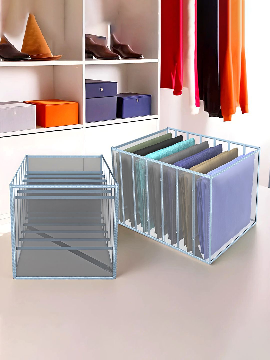 

Kuber Industries Grey 2 Pieces Wardrobe Drawer Organisers